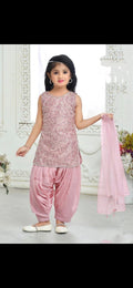 Baby Girl Pink Colour Patiyala With Dupatta