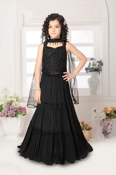 Beautiful black colour pure georgette lehenga choli